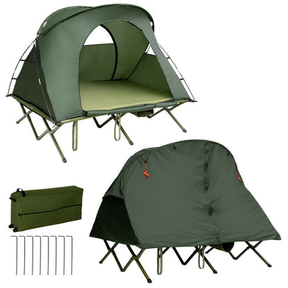 Professional title: "Gray 2-Person Outdoor Camping Tent with External Cover"