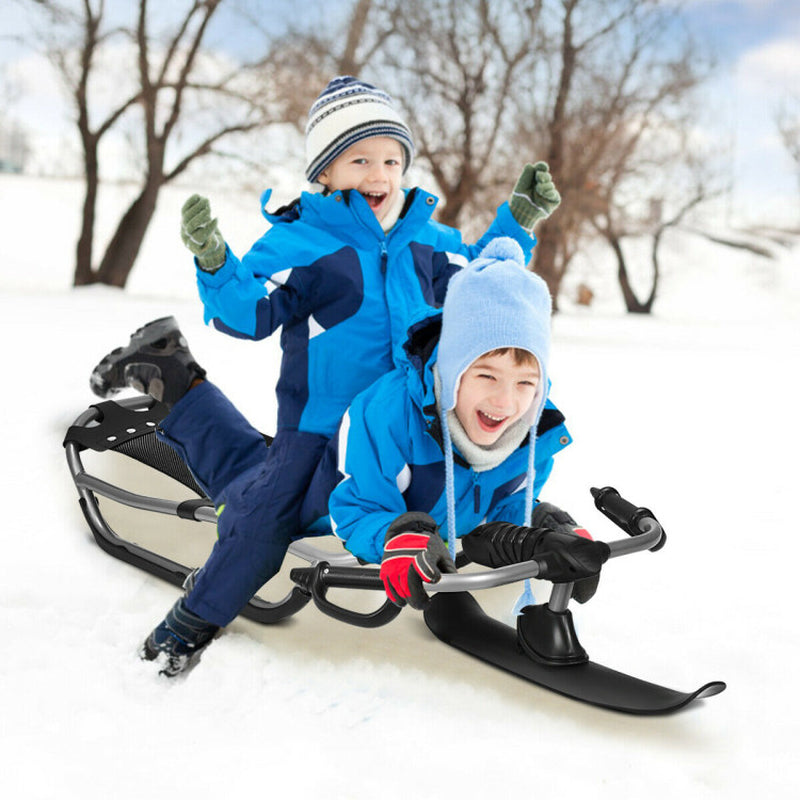 Professional title: "Snow Racer Sled with Enhanced Grip Handles and Comfortable Mesh Seat"