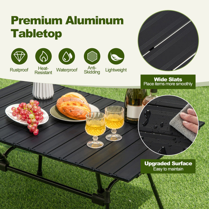 Professional title: ```Portable Heavy-Duty Aluminum Camping Table with Carrying Bag in Silver```