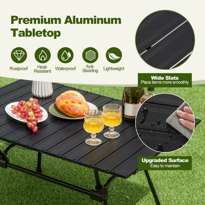 Professional title: ```Portable Heavy-Duty Aluminum Camping Table with Carrying Bag in Silver```