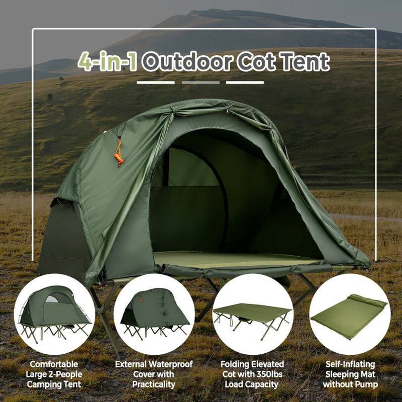 Professional title: "Gray 2-Person Outdoor Camping Tent with External Cover"