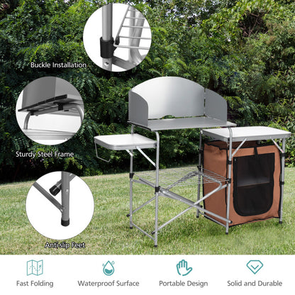 Professional title: "Portable Outdoor Grilling Table with Foldable Design and Windscreen Bag"