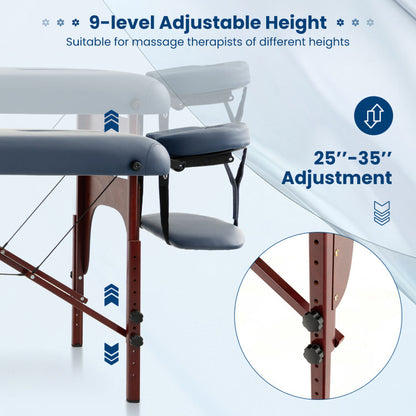 Navy Portable Folding Massage Table with Carrying Case