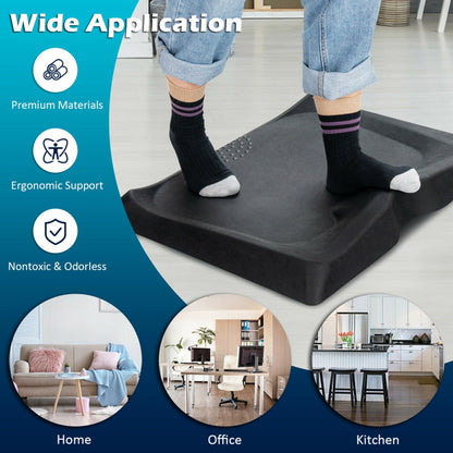 Portable Anti-Fatigue Standing Mat with Massage Point and Diverse Terrain for Office and Home-Black