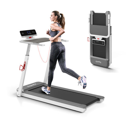 3HP Folding Treadmill with Adjustable Height and APP Control-Black