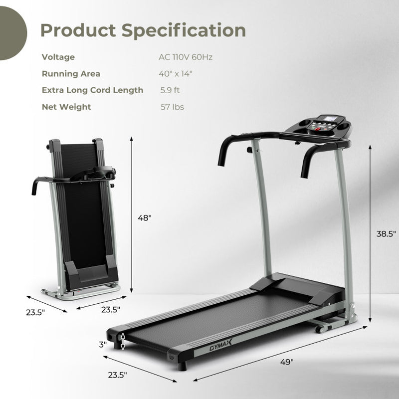 Folding Treadmill with 12 Preset Programs and LCD Display-Black