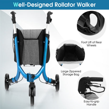 Red 3-Wheel Rolling Walker with Adjustable Handle