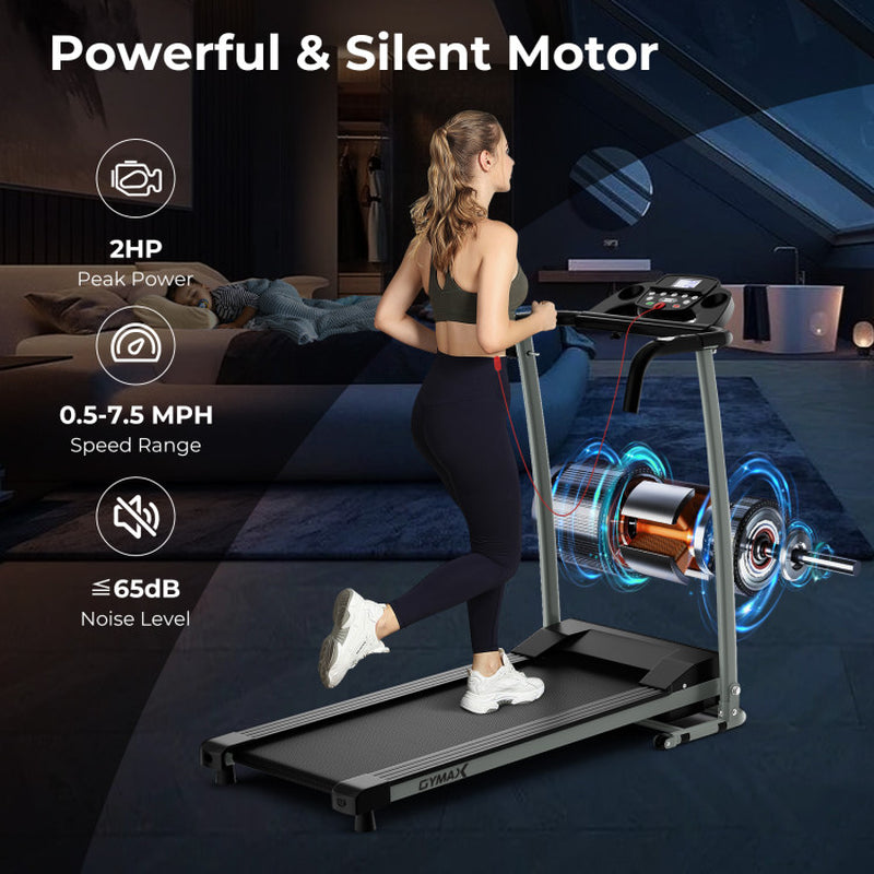 Folding Treadmill with 12 Preset Programs and LCD Display-Black