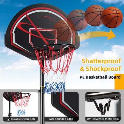 Portable Basketball Hoop Stand with Wheels and 2 Nets