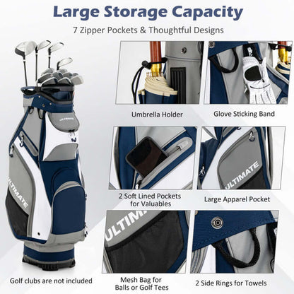 10.5 Inch Golf Stand Bag with 14 Way Dividers and 7 Zippered Pockets-Red