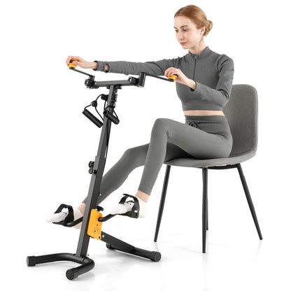 Folding Pedal Exercise Bike with Adjustable Resistance-Yellow