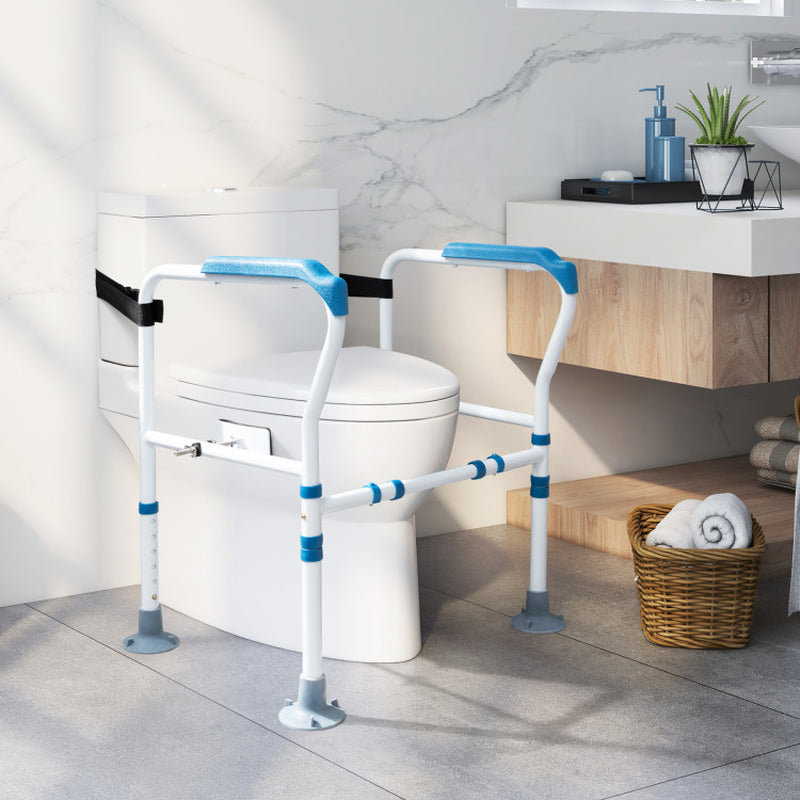 Adjustable Height Toilet Safety Rail in Blue for Elderly