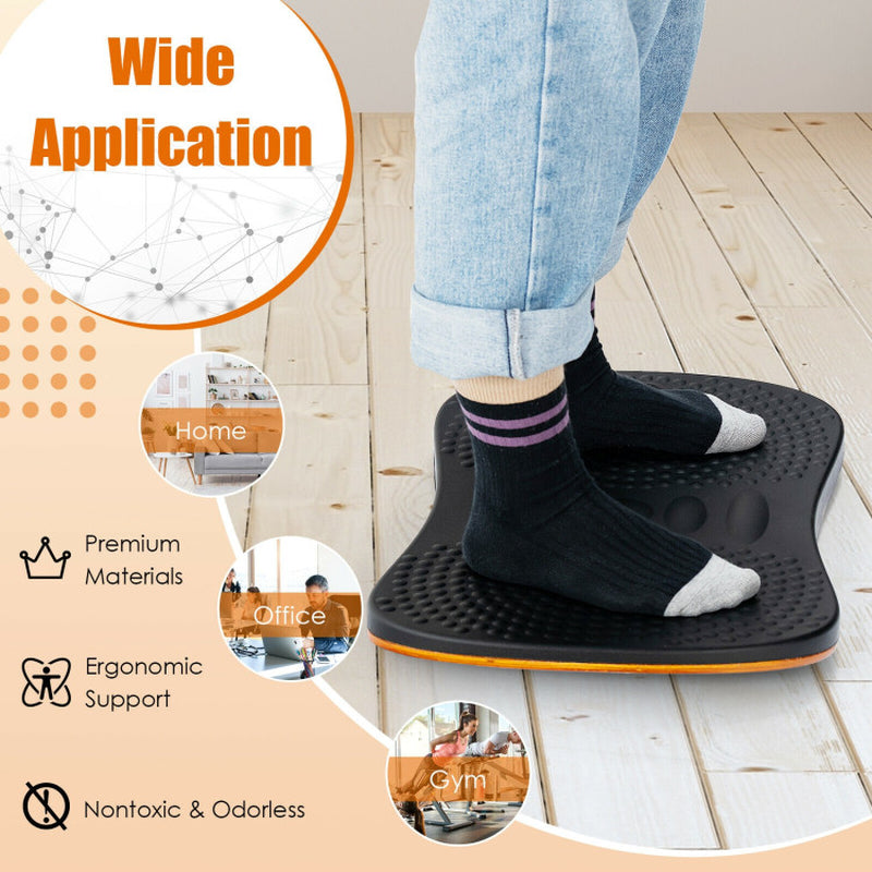 Portable Anti-Fatigue Balance Board with Raised Massage Points for Office-Black