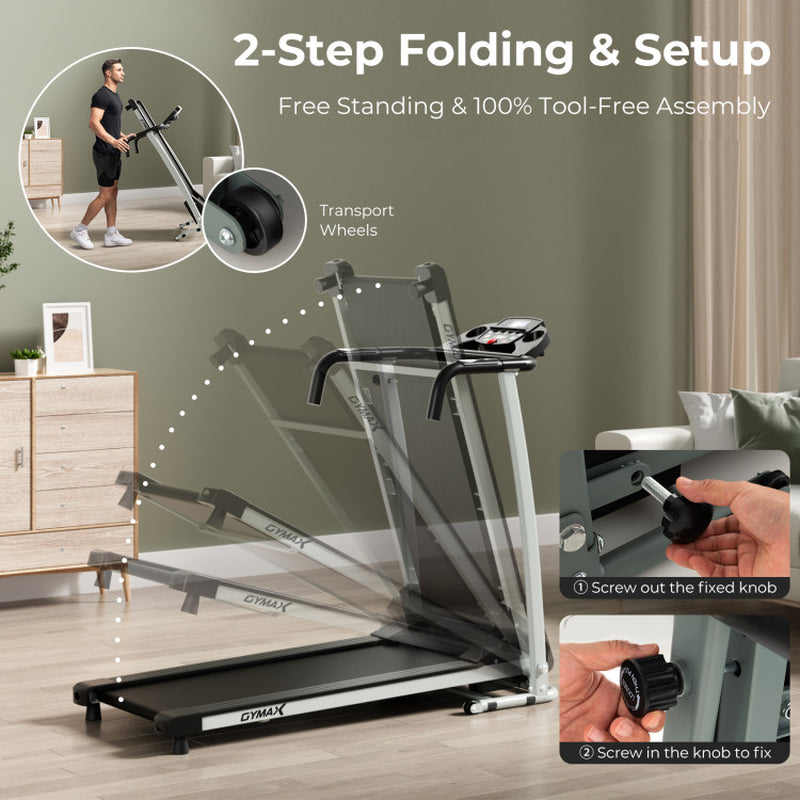 Folding Treadmill with 12 Preset Programs and LCD Display-Black