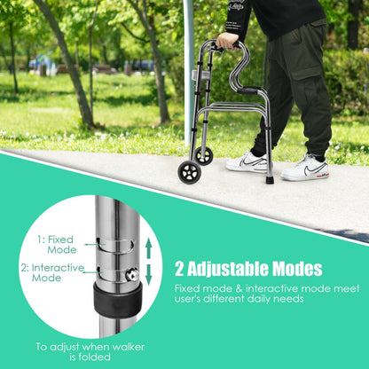 Gray Aluminum Heavy-Duty Folding Stand-Assist Walker with Wheels