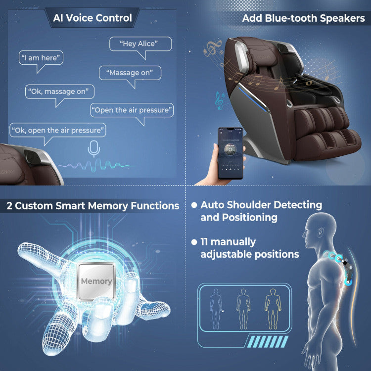 Therapy 08-Full Body Zero Gravity Massage Chair with SL Track Voice Control Heat