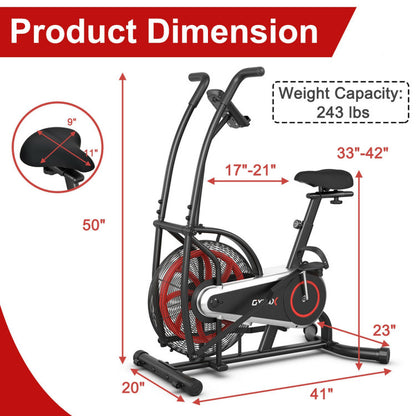 Upright Air Bike with Unlimited Resistance-Black