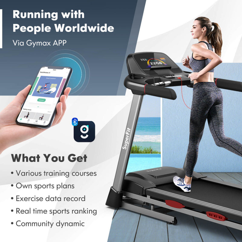 4.75 HP Folding Treadmill with Auto Incline and 20 Preset Programs-Black