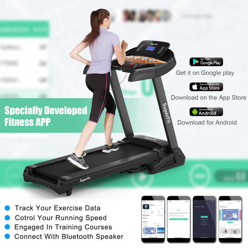 3.75HP Electric Folding Treadmill with Auto Incline 12 Program APP Control