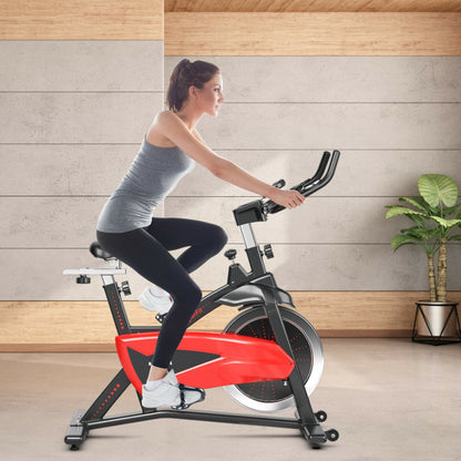 Magnetic Exercise Bike Fitness Cycling Bike with 35Lbs Flywheel for Home and Gym-Black & Red