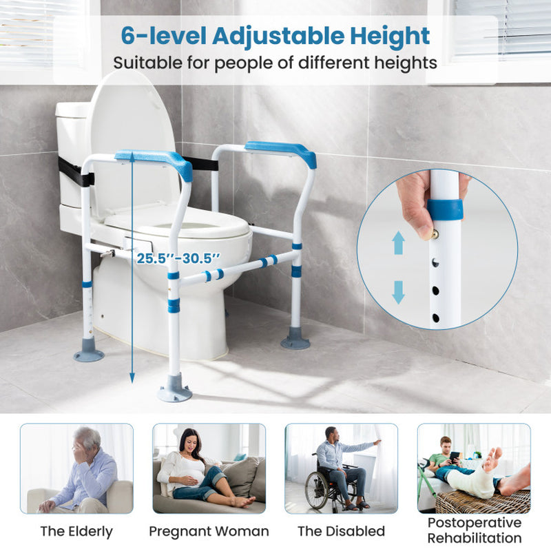 Adjustable Height Toilet Safety Rail in Blue for Elderly