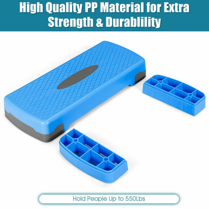 26 Inch Height Adjustable Aerobic Exercise Step Deck with Non-Slip Surface