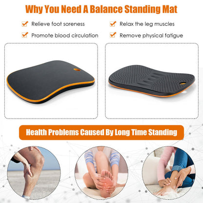 Portable Anti-Fatigue Balance Board with Raised Massage Points for Office-Black