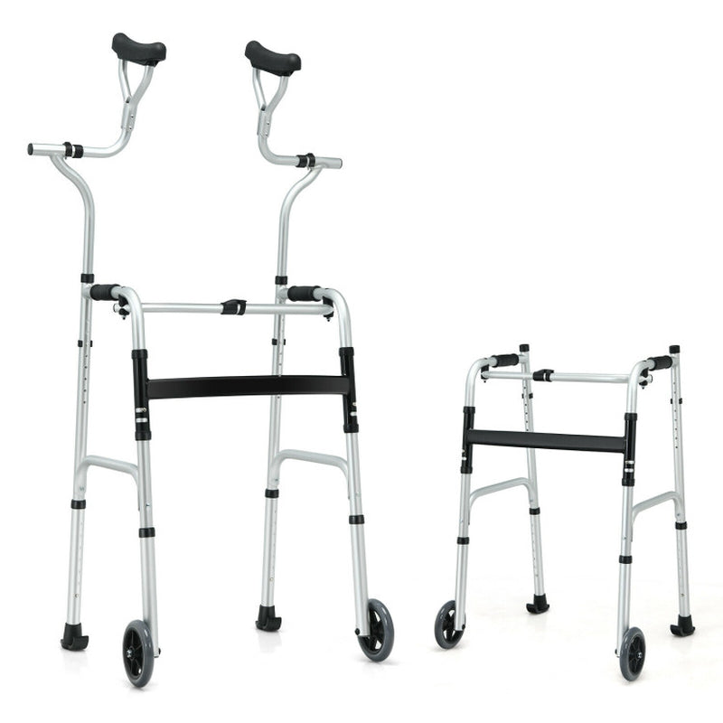 Collapsible Rehabilitation Walker with 5-Inch Wheels