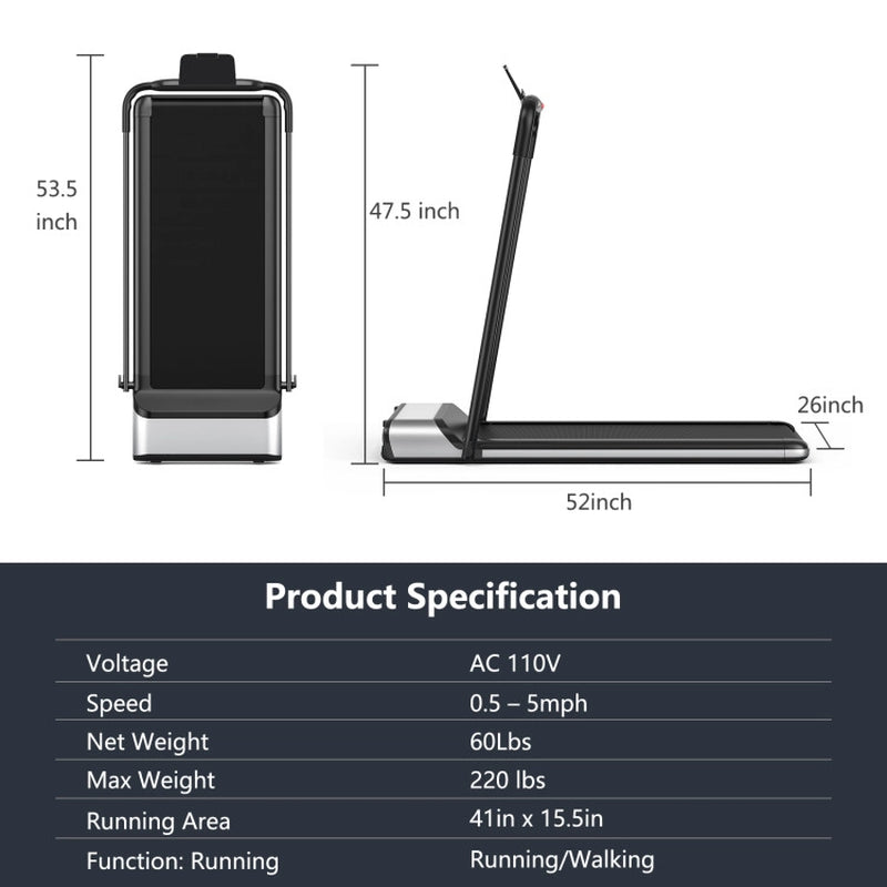 Ultra-Thin Electric Folding Motorized Treadmill with LCD Monitor Low Noise