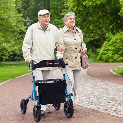 Adjustable Rollator Walker with Seat for Seniors in Purple, Foldable and Height-Adjustable