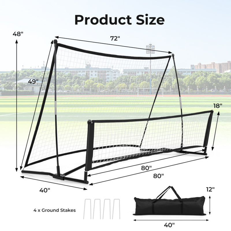 2-In-1 Portable Soccer Rebounder Net with Carrying Bag