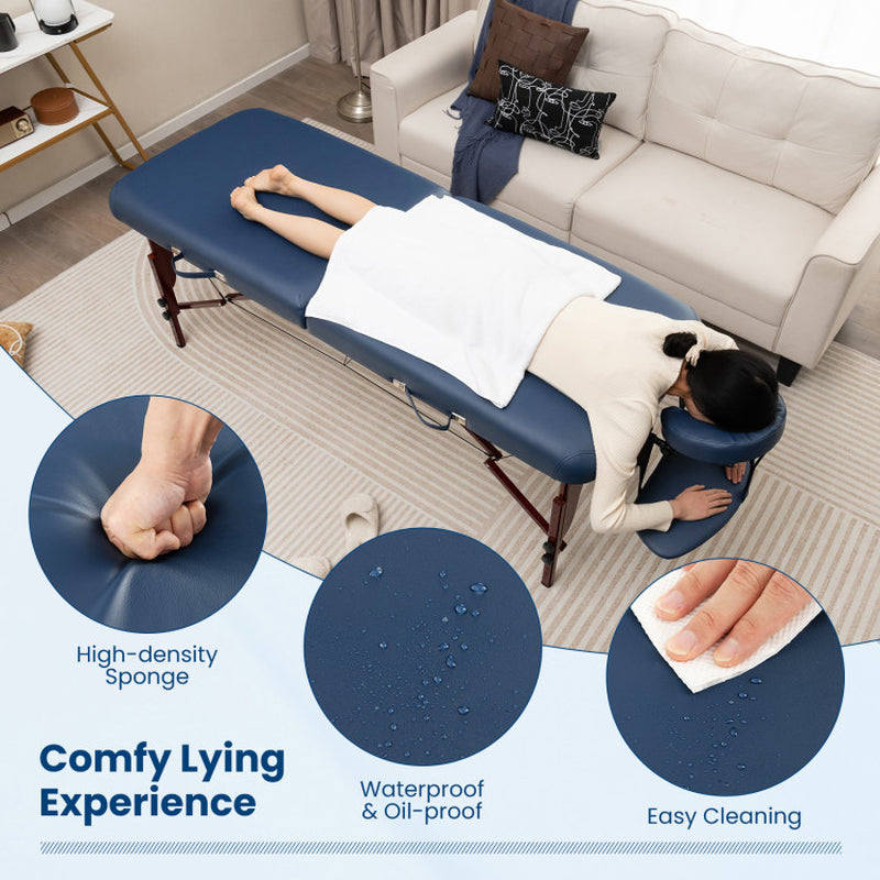 Navy Portable Folding Massage Table with Carrying Case