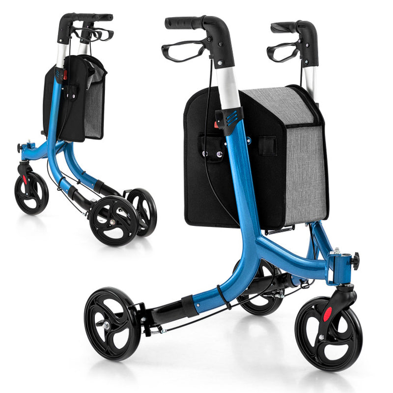 Red 3-Wheel Rolling Walker with Adjustable Handle