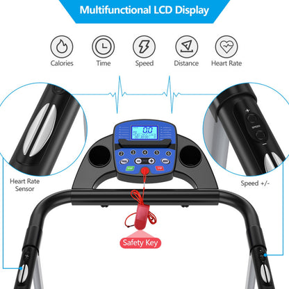 Electric Foldable Treadmill with LCD Display and Heart Rate Sensor