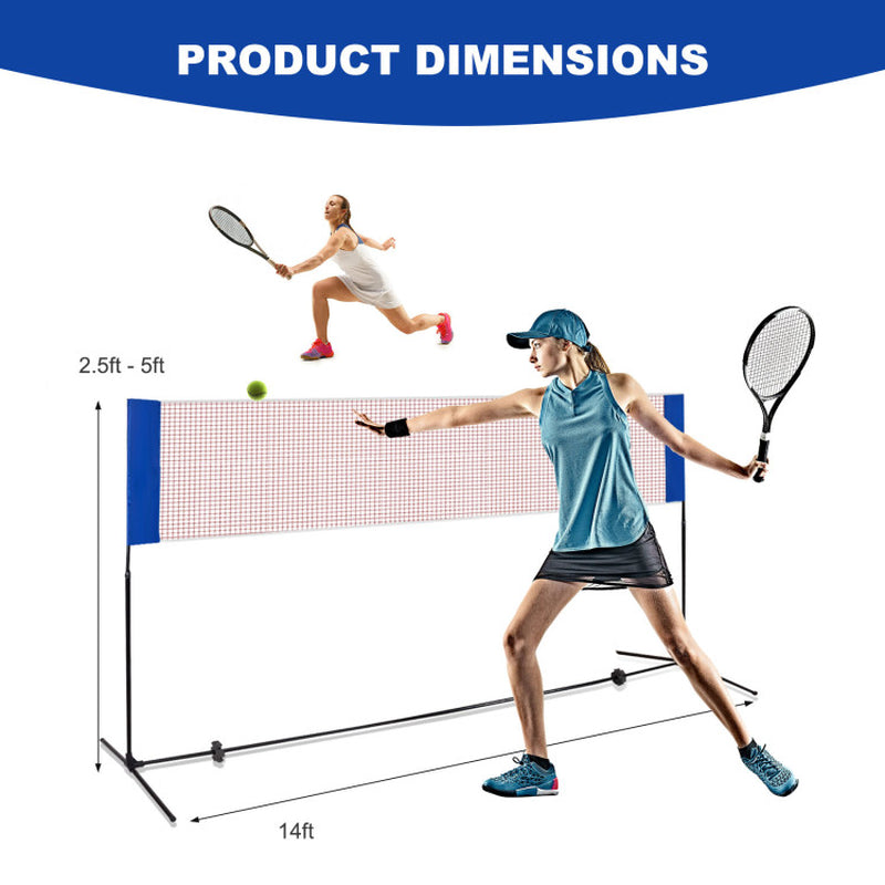 14 X 5 Feet Portable Beach Training Badminton Net with Carrying Bag