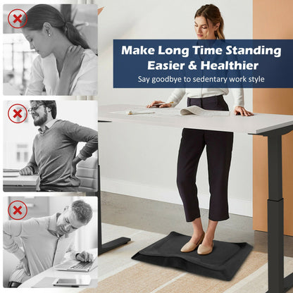 Portable Anti-Fatigue Standing Mat with Massage Point and Diverse Terrain for Office and Home-Black