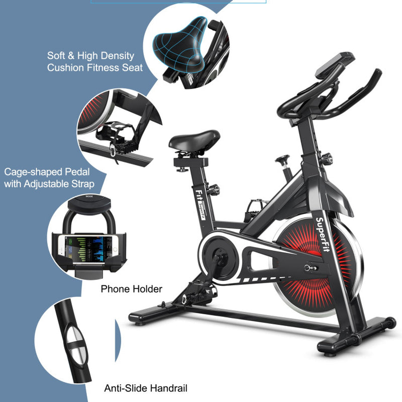 Indoor Silent Belt Drive Adjustable Resistance Cycling Stationary Bike