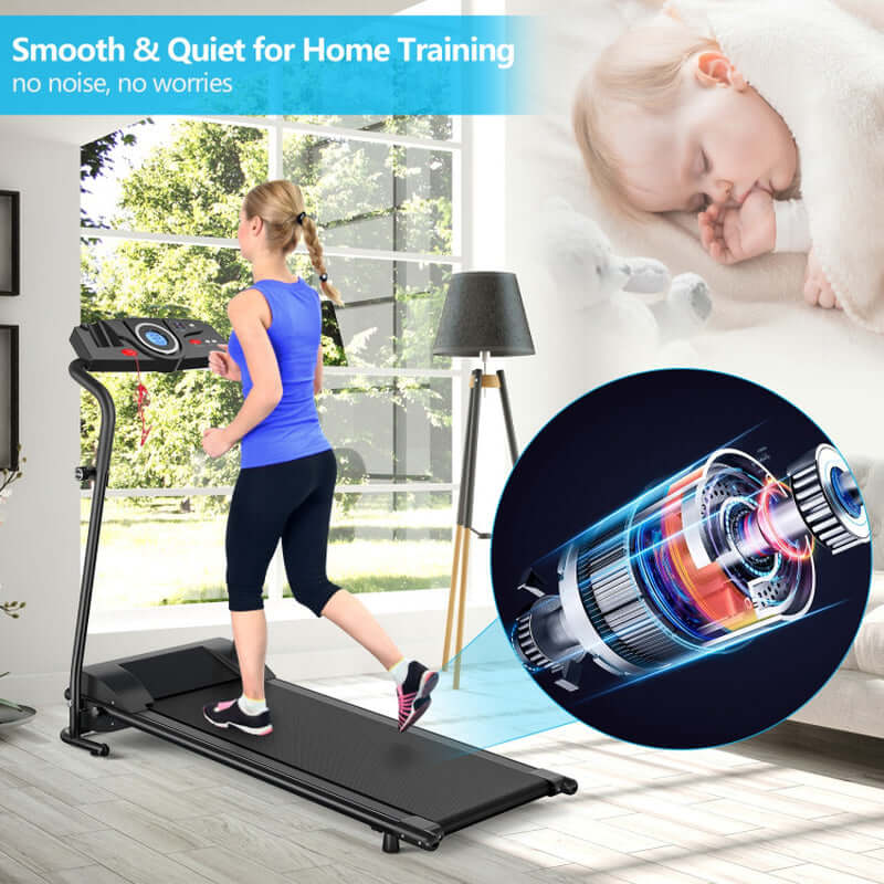 1.0 HP Electric Mobile Power Foldable Treadmill with Operation Display for Home